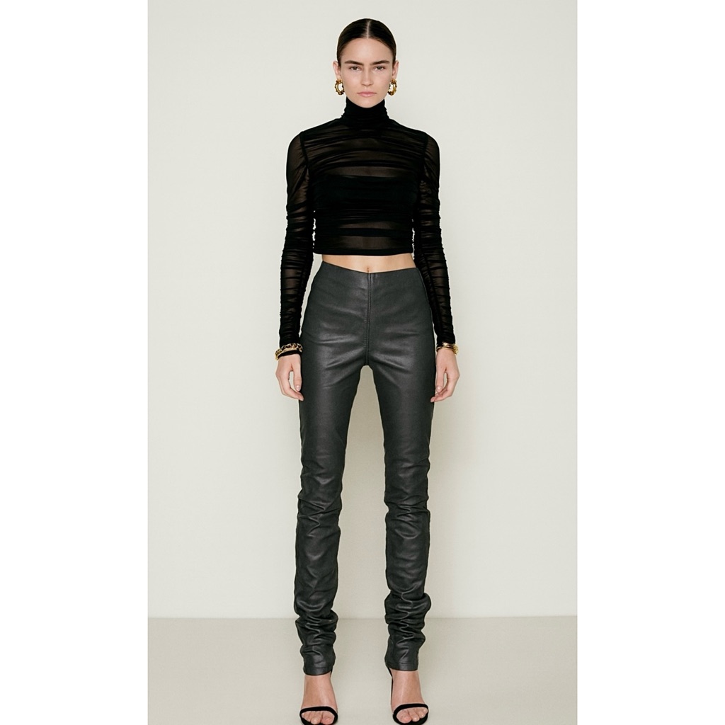 Nwt Retrofete Faux Leather High Rise Y2k Cyber Goth Straight Cigarette Pant Xs